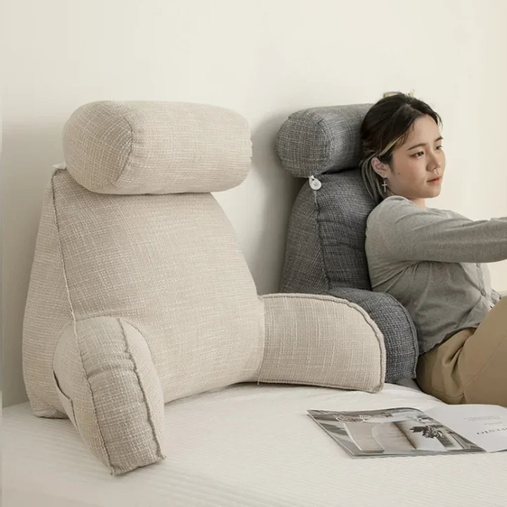 Back Support Cushion Adjustable Headrest Removable Cotton Cover