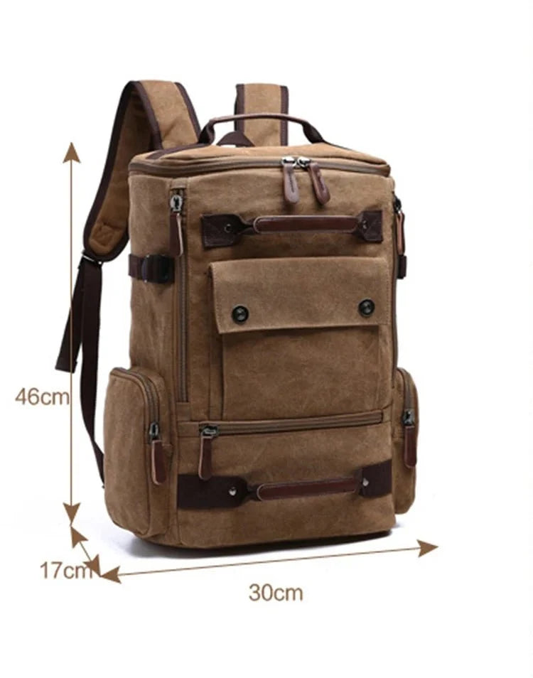 Backpack Durable Canvas 15-Inch Laptop Compartment Adjustable Straps