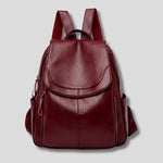 Backpack Embossed PU Leather Hidden Anti-Theft Zipper