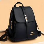 Backpack Faux Leather Multiple Compartments Ergonomic Straps