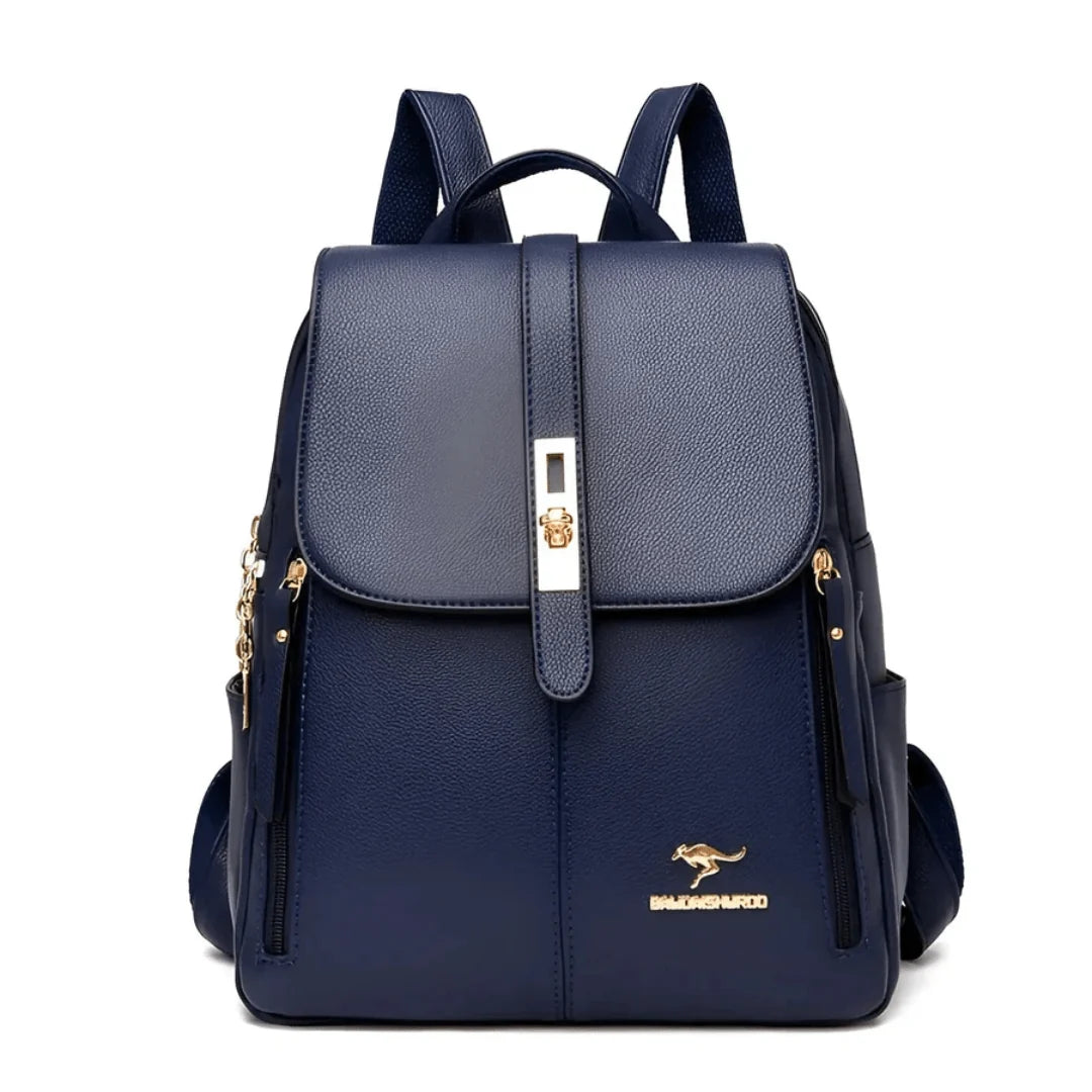 Backpack Faux Leather Multiple Compartments Ergonomic Straps