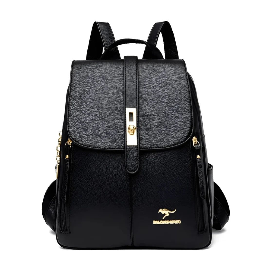 Backpack Faux Leather Multiple Compartments Ergonomic Straps