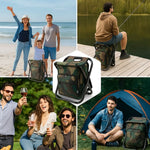 Backpack Folding Chair Insulated Cooler Compartment 19-Quart