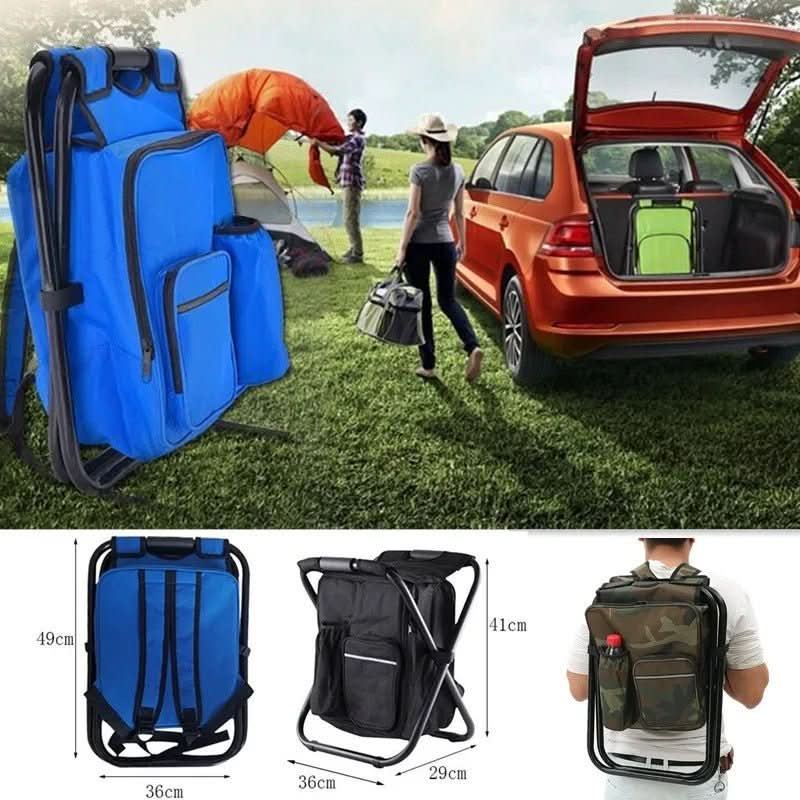 Backpack Folding Chair Insulated Cooler Compartment 19-Quart
