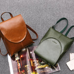 Backpack Leather Laptop-Friendly Roomy Compartments