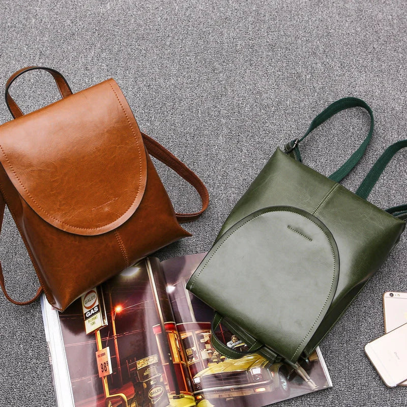 Backpack Leather Laptop-Friendly Roomy Compartments