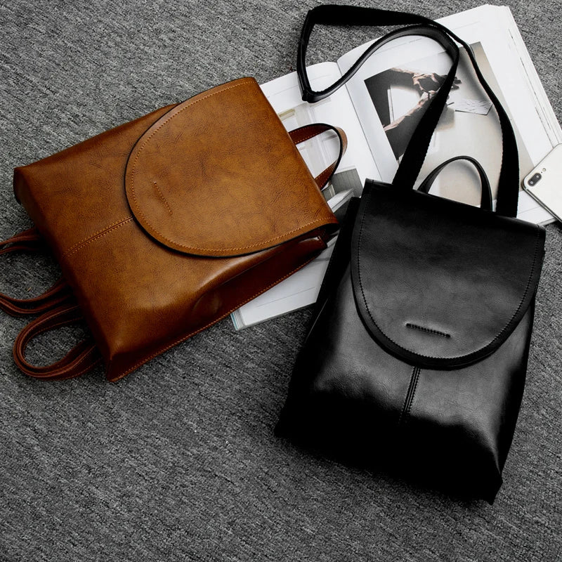 Backpack Leather Laptop-Friendly Roomy Compartments