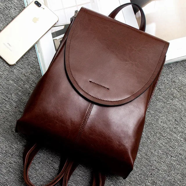 Backpack Leather Laptop-Friendly Roomy Compartments