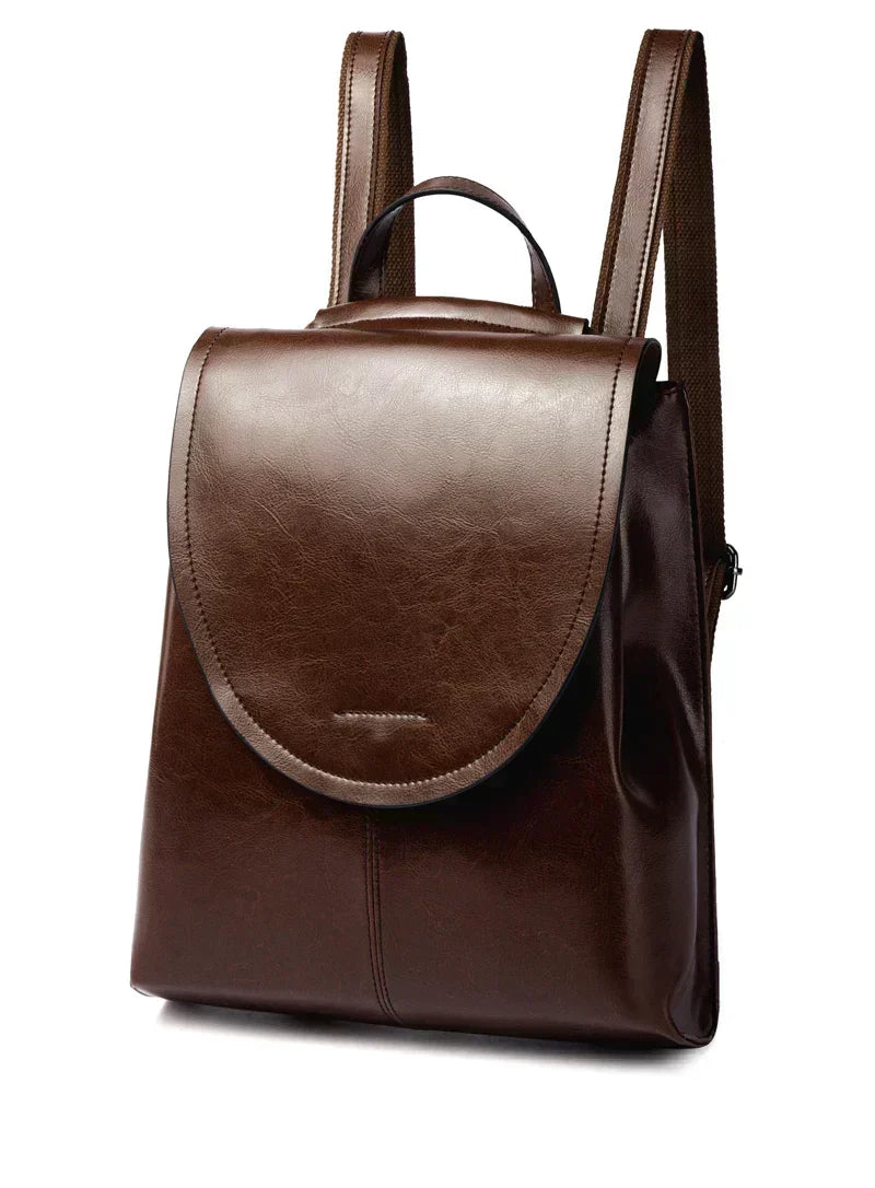 Backpack Leather Laptop-Friendly Roomy Compartments