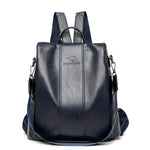 Backpack PU Leather Anti-Theft Concealed Pockets Convertible Strap