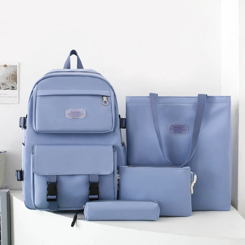 Backpack Set Multi-Compartment Padded Straps 4-Piece