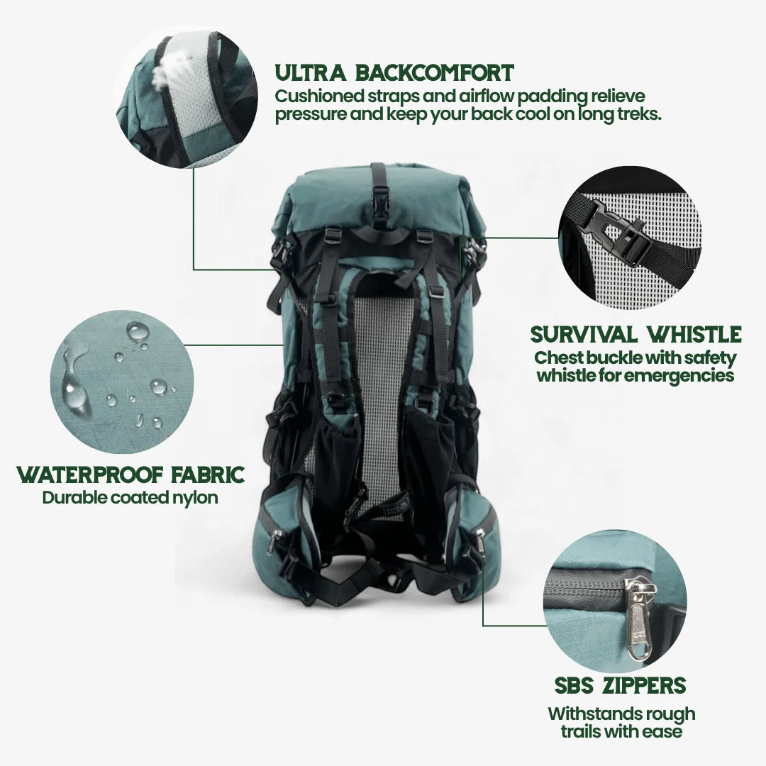 Backpack Ultralight Expandable Roll-Top Water-Resistant Ripstop Nylon