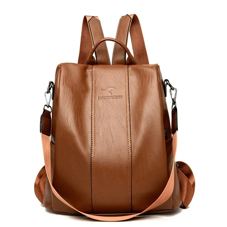 Backpack Vintage PU Leather Anti-Theft Convertible Strap