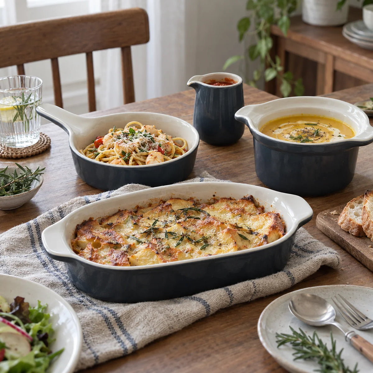 Bakeware Set Porcelain Ceramic Glossy Glazed Finish