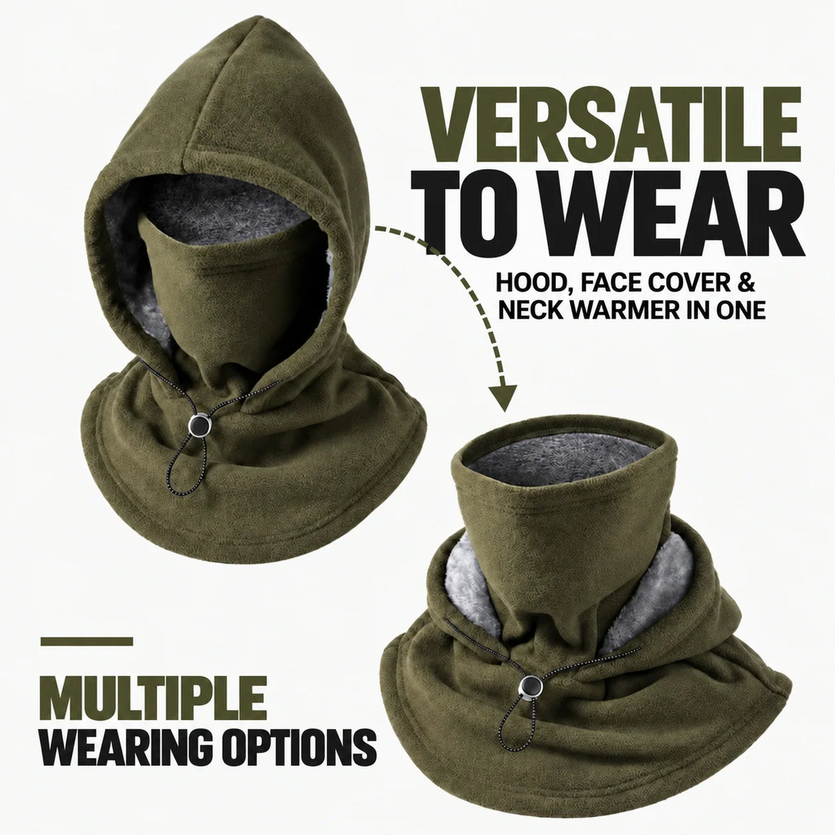 Balaclava 3-in-1 Fleece-Lined Wind Protection