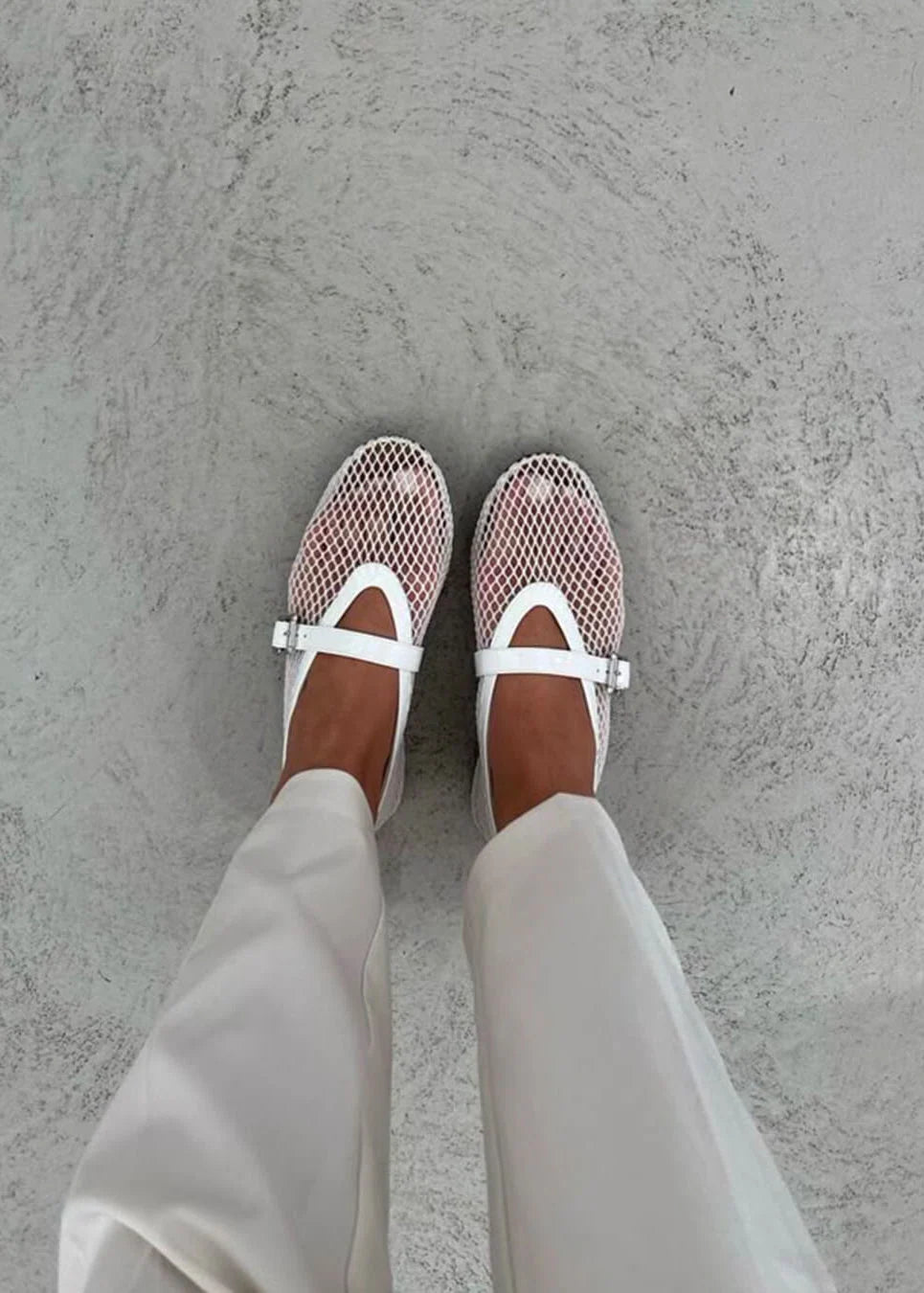Ballet Flats Breathable Mesh Adjustable Strap Cushioned Footbed