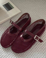 Ballet Flats Breathable Mesh Adjustable Strap Cushioned Footbed