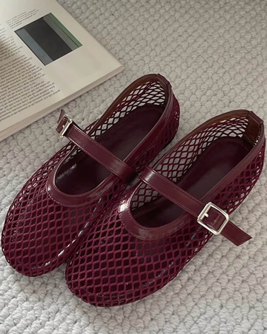 Ballet Flats Breathable Mesh Adjustable Strap Cushioned Footbed