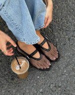 Ballet Flats Breathable Mesh Adjustable Strap Cushioned Footbed