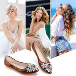 Ballet Flats Rhinestone Accents Foldable Slip-On Lightweight Comfort