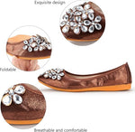 Ballet Flats Rhinestone Accents Foldable Slip-On Lightweight Comfort