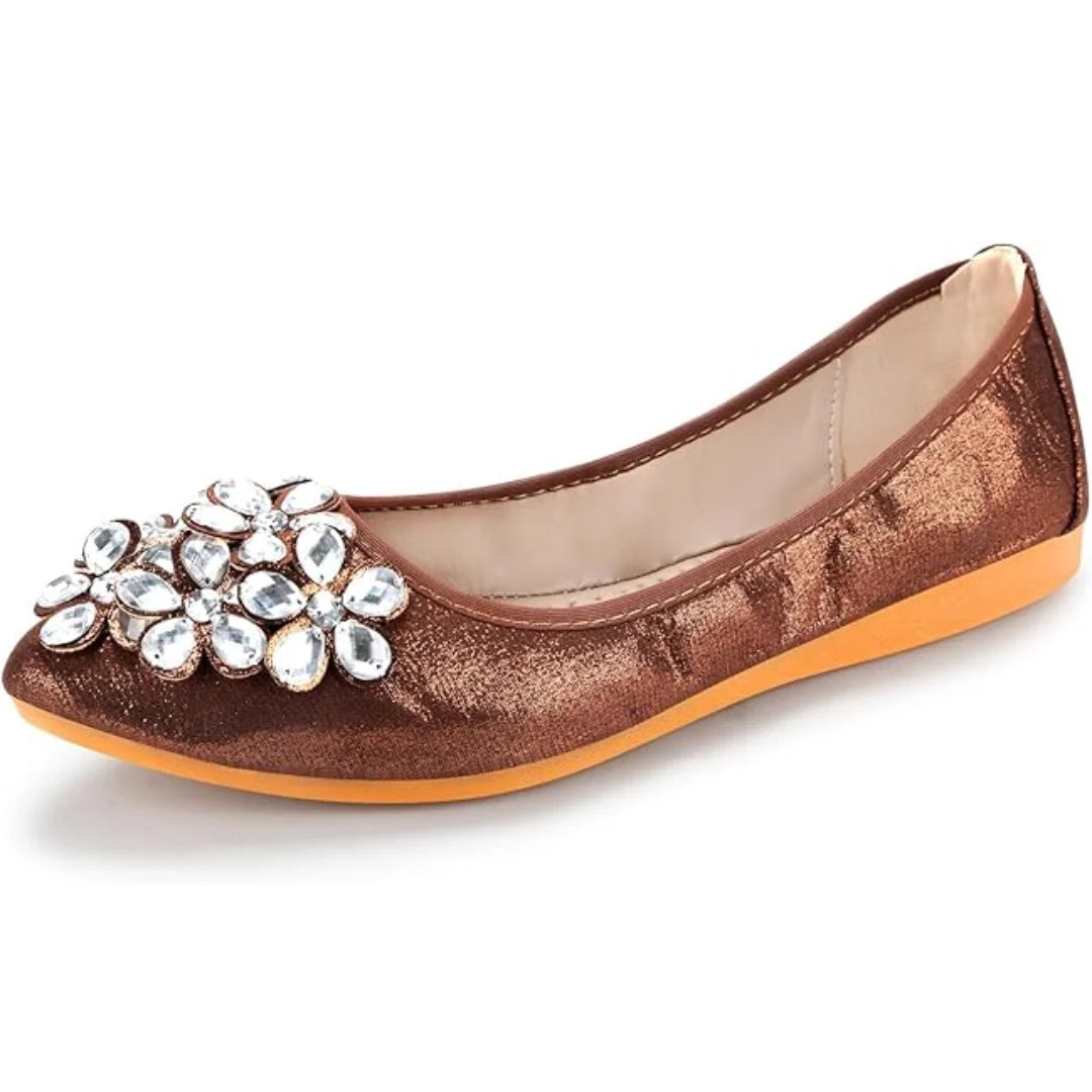 Ballet Flats Rhinestone Accents Foldable Slip-On Lightweight Comfort