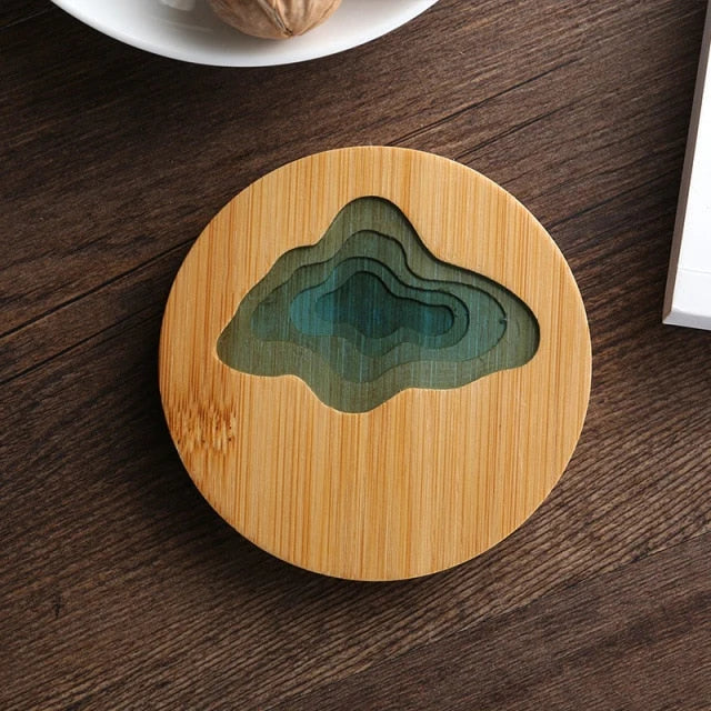 Bamboo Coaster Resin Art 3D Carved