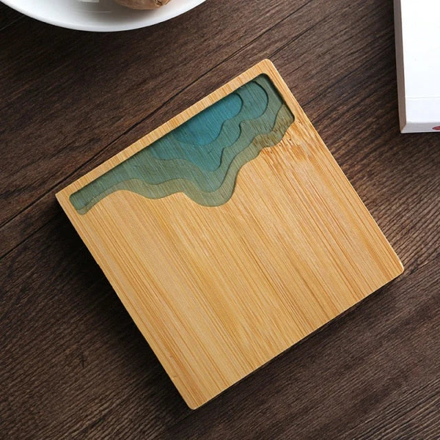 Bamboo Coaster Resin Art 3D Carved