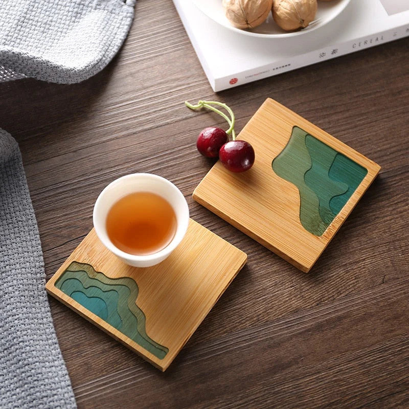 Bamboo Coaster Resin Art 3D Carved