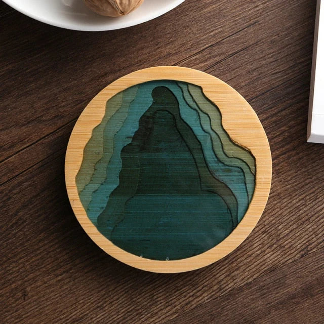 Bamboo Coaster Resin Art 3D Carved