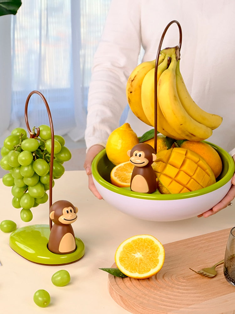 Banana Hanger Stand Monkey-Shaped Holds 4 Bananas