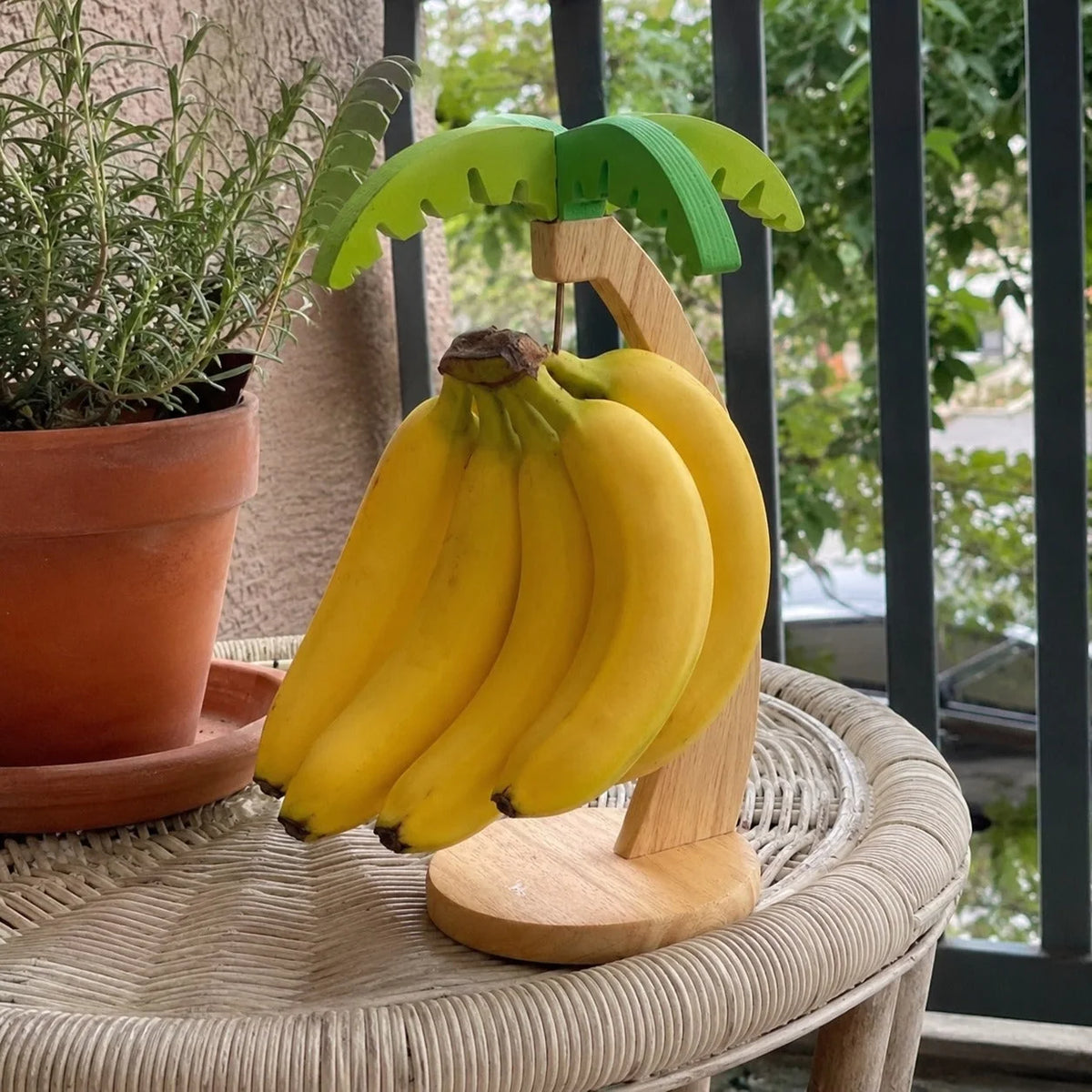 Banana Hanger Tropical Palm Wooden Base & Metal Hook