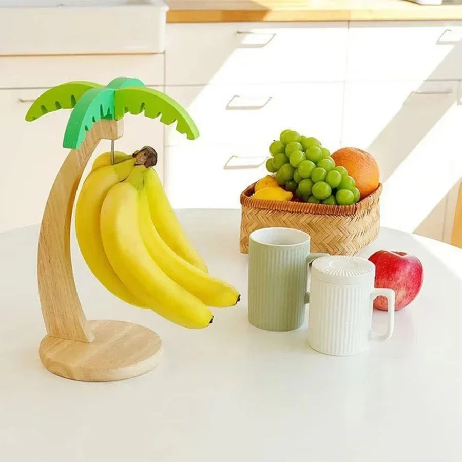 Banana Hanger Tropical Palm Wooden Base & Metal Hook