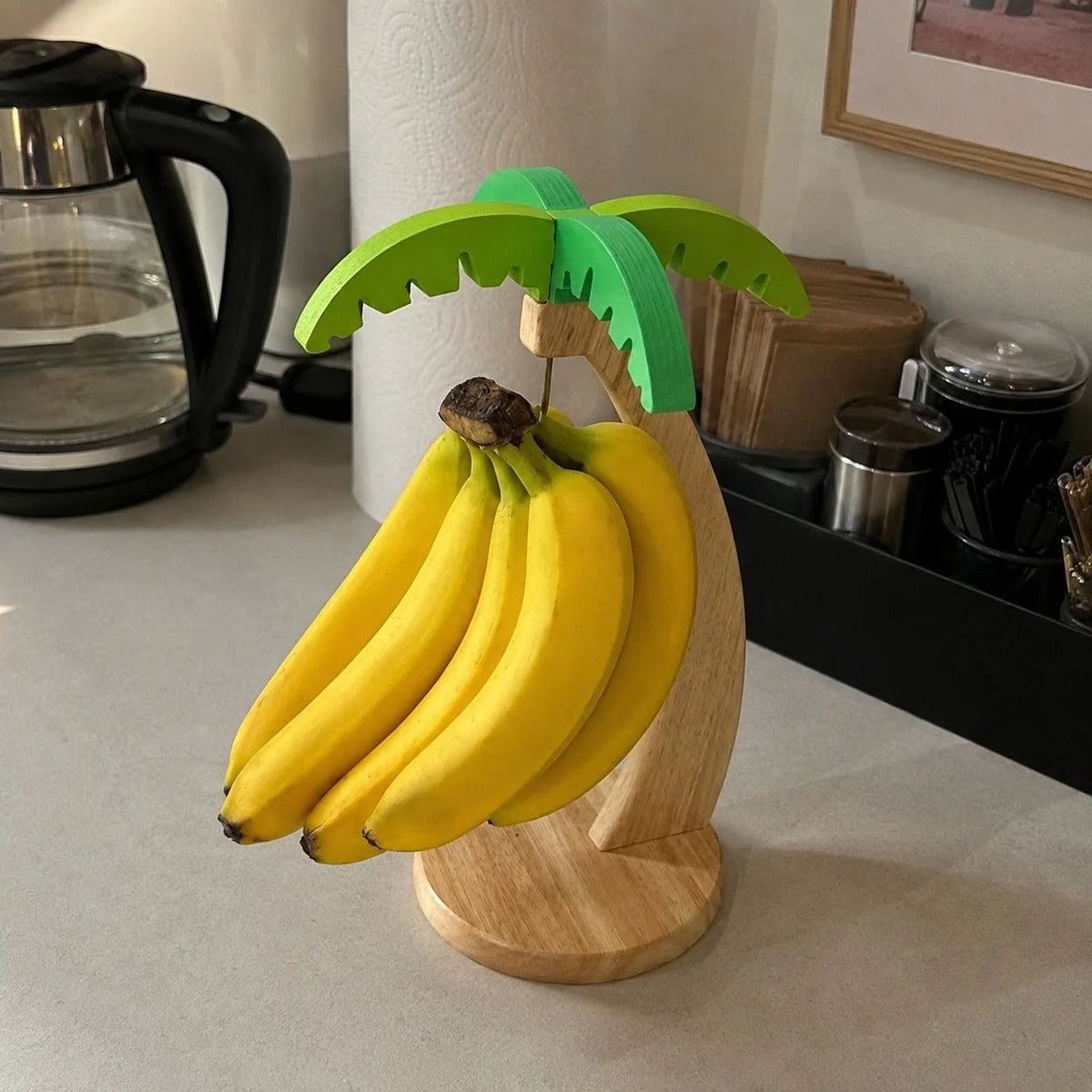 Banana Hanger Tropical Palm Wooden Base & Metal Hook