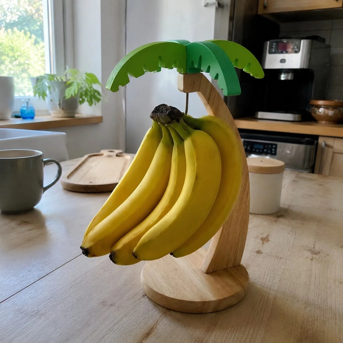 Banana Hanger Tropical Palm Wooden Base & Metal Hook
