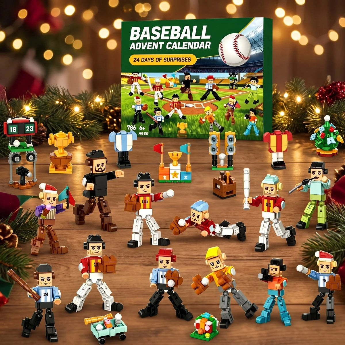 Baseball Advent Calendar 786-Piece Building Brick Set