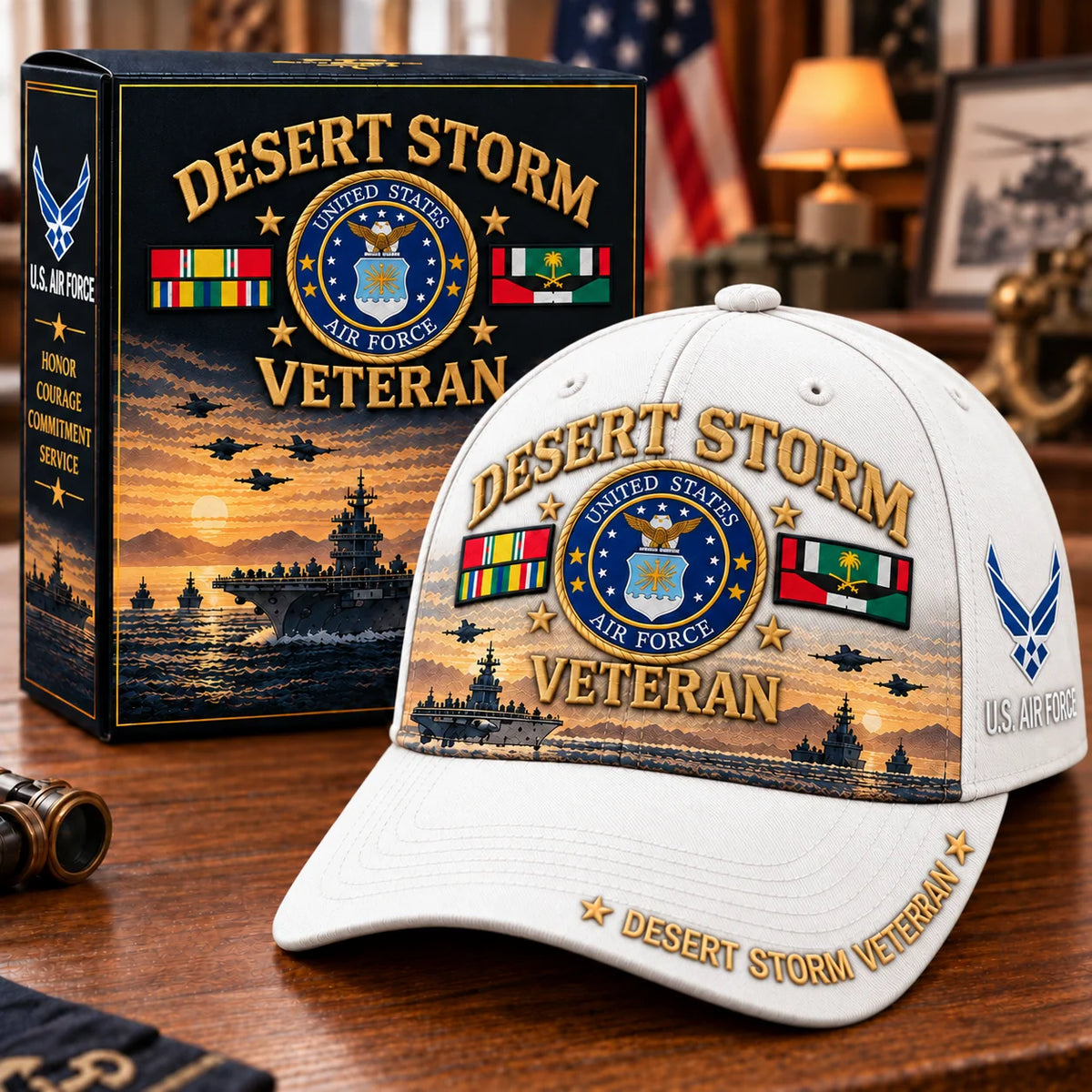 Baseball Cap Desert Storm Veteran Adjustable Curved Brim