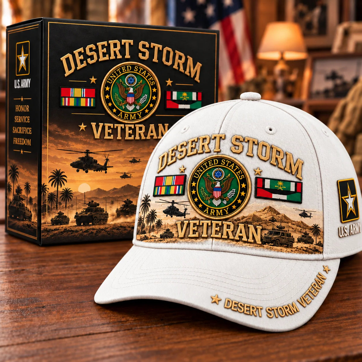 Baseball Cap Desert Storm Veteran Adjustable Curved Brim