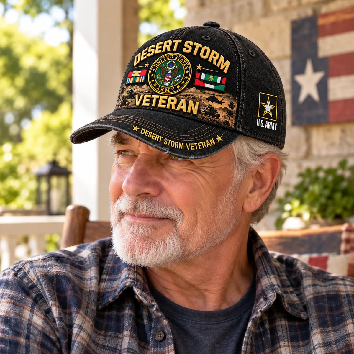 Baseball Cap Desert Storm Veteran Adjustable Curved Brim