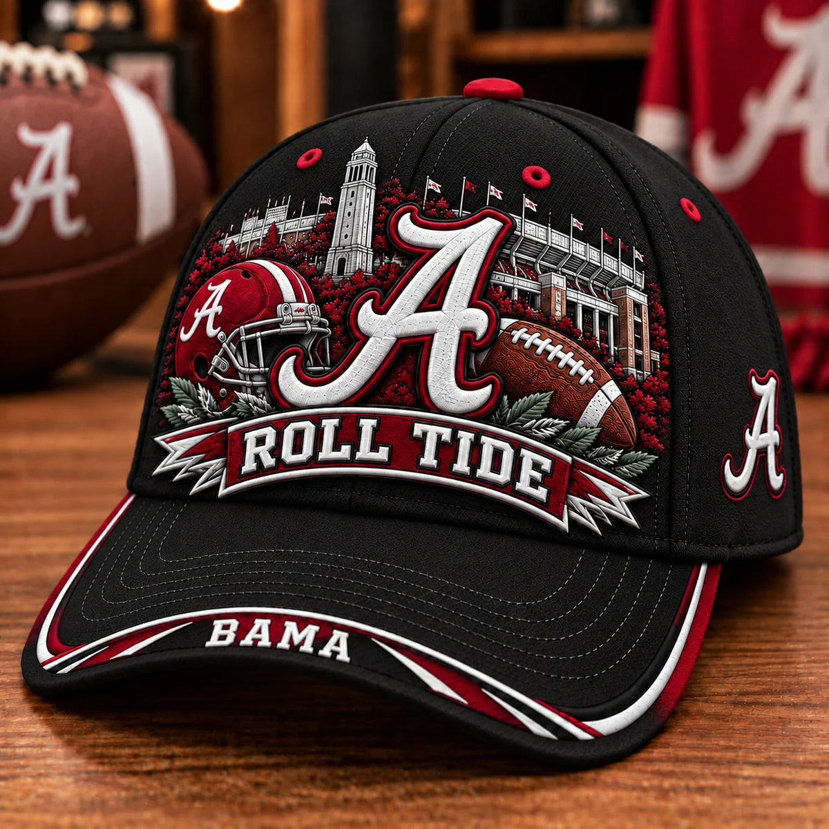 Baseball Cap Football Graphic Adjustable Strap
