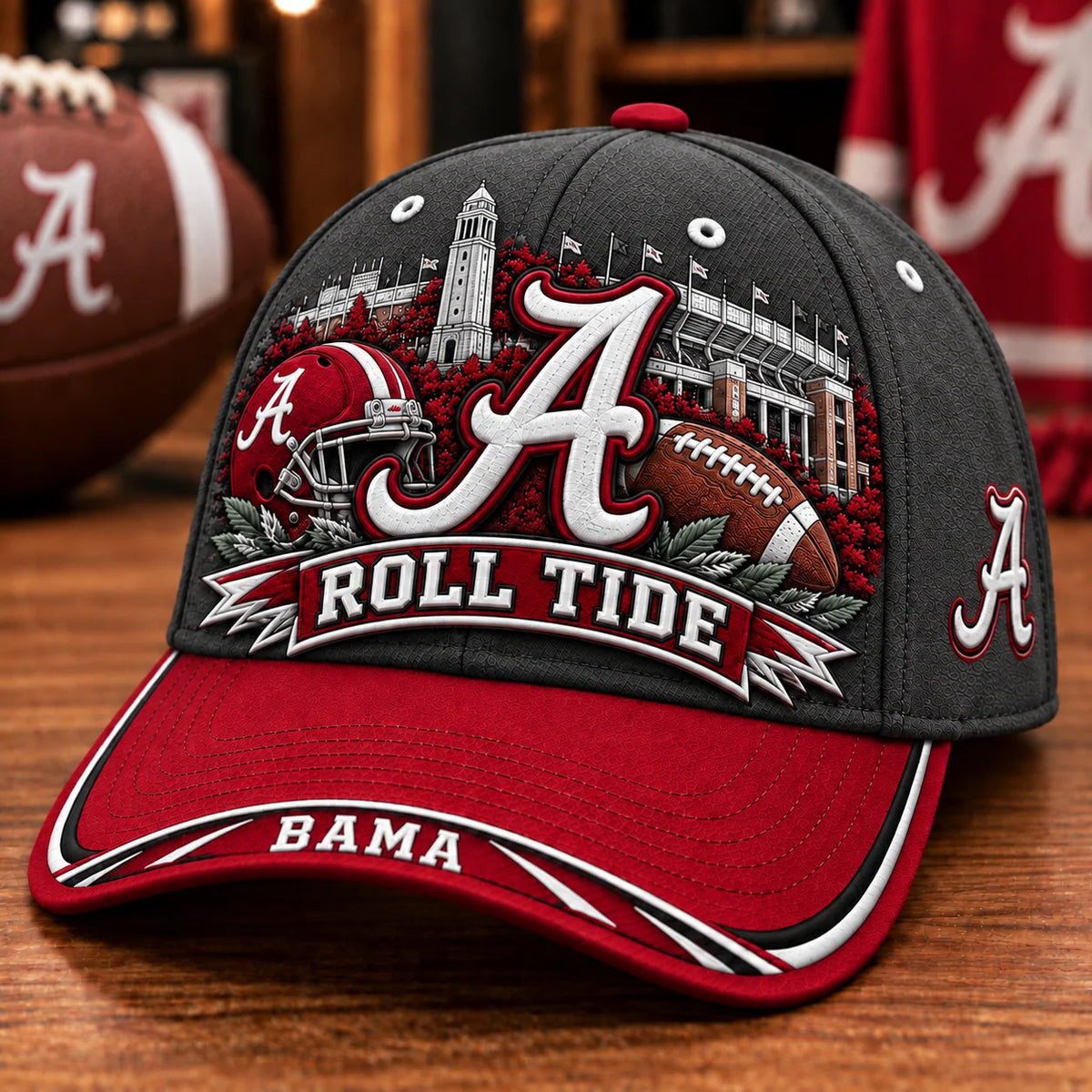 Baseball Cap Football Graphic Adjustable Strap