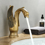 Basin Faucet Single Handle Gold Finish Ceramic Valve