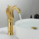Basin Faucet Single Handle Gold Finish Ceramic Valve