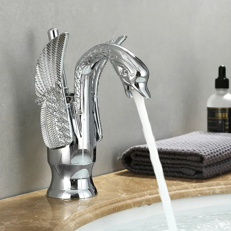 Basin Faucet Single Handle Gold Finish Ceramic Valve