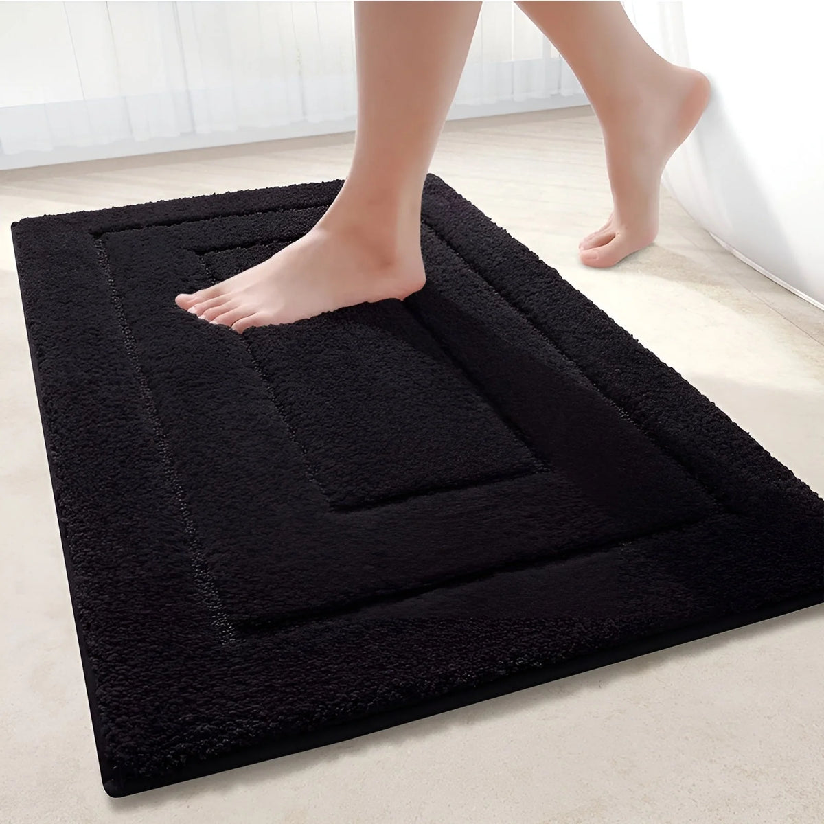 Bath Mat Absorbent Microfiber Non-Slip Machine-Washable