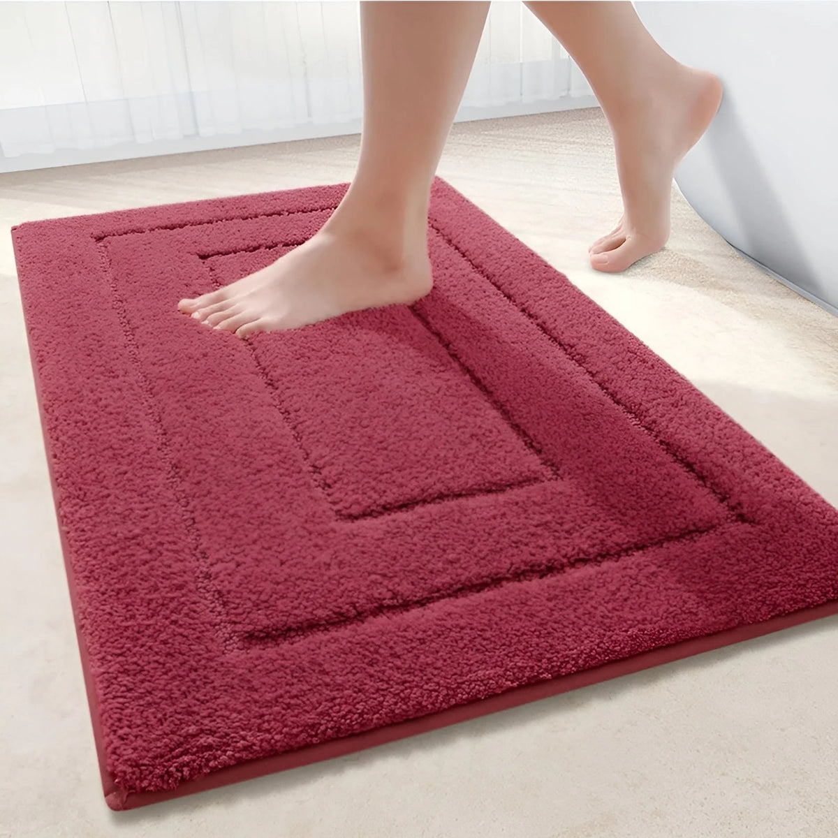 Bath Mat Absorbent Microfiber Non-Slip Machine-Washable
