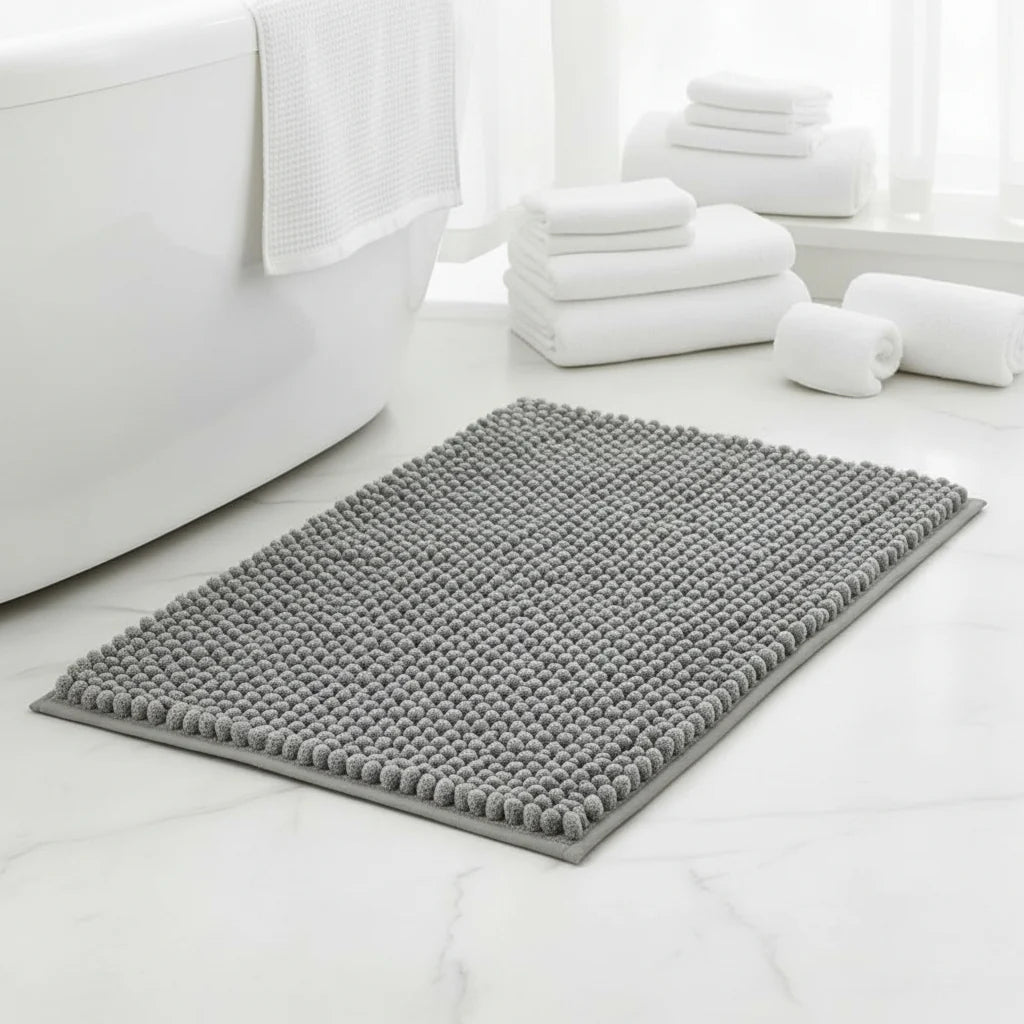 Bath Mat Microfiber Chenille Non-Slip Absorbent & Machine Washable