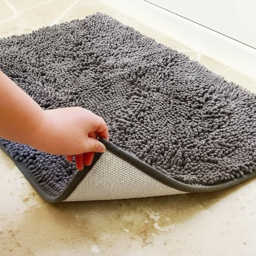 Bath Mat Microfiber Chenille Non-Slip Absorbent & Machine Washable