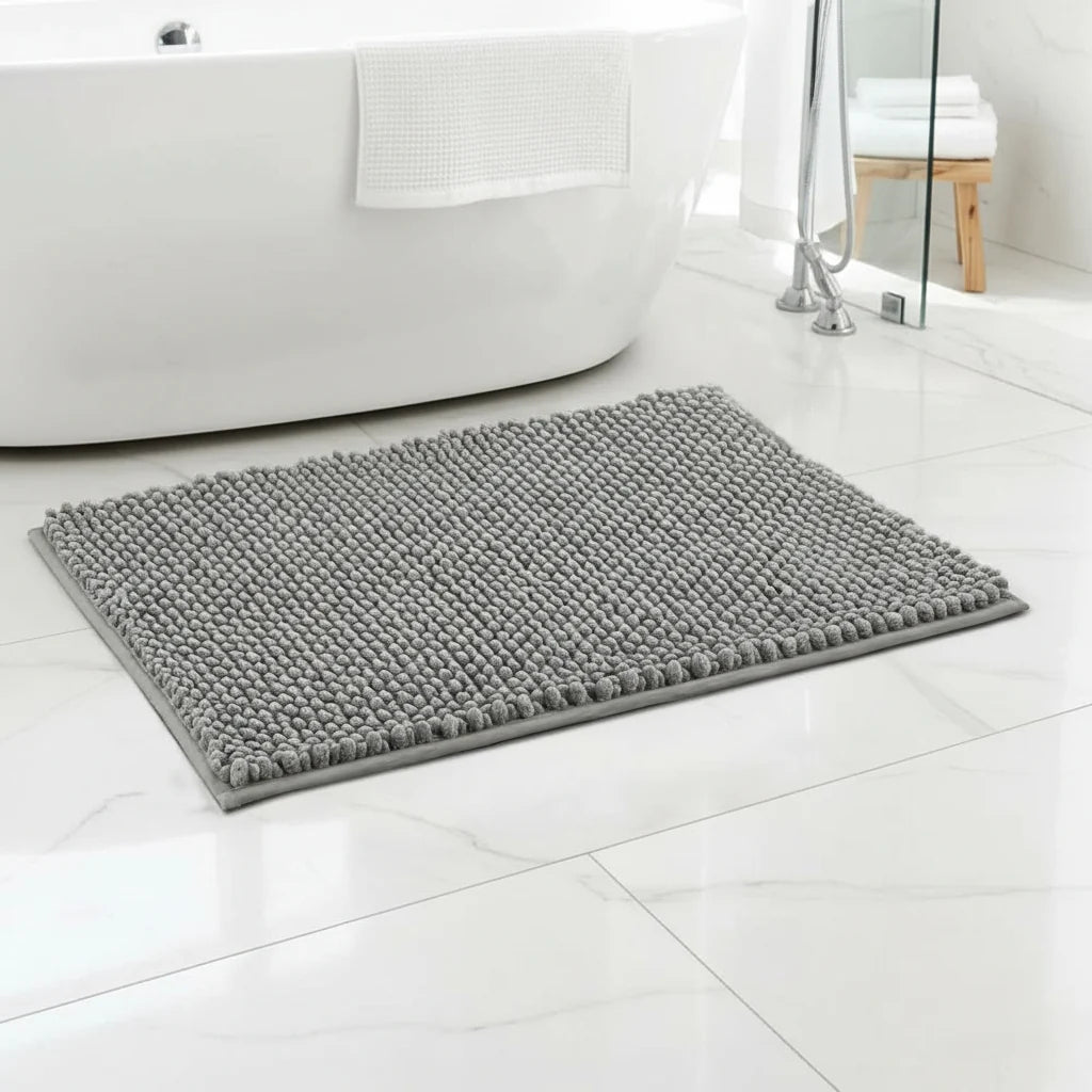 Bath Mat Microfiber Chenille Non-Slip Absorbent & Machine Washable