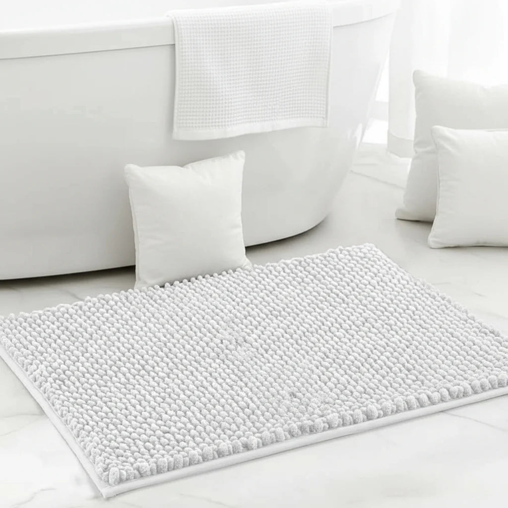 Bath Mat Microfiber Chenille Non-Slip Absorbent & Machine Washable
